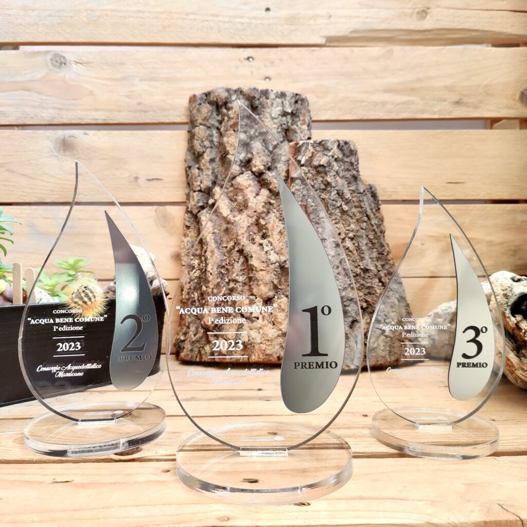 Trofei rally personalizzati legno e plexiglass con design montagna